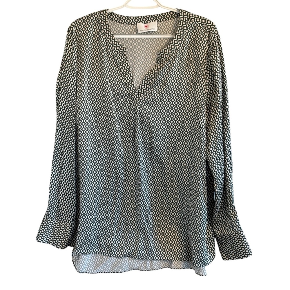 Herzen's Angelegenheit Silk Oversized Blouse Geometric Size XL 44